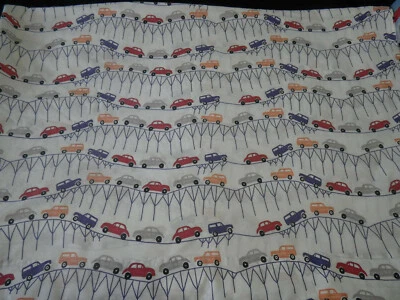 Pottery Barn Kids Cars Twin Flat Sheet Bridge Red Gray Blue Orange White Boys - Image 1 of 4