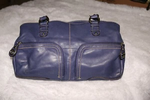 Tignanello Satchel Leather Magnet/Zipper Compartments/Pockets Purple Ret $169 - Picture 1 of 6