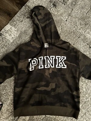 Victoria's Secret Pink Green Camo S Lounge Lightweight Pullover Hoodie - Imagem 1 de 2