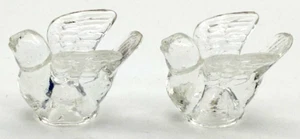 De colección Par de Candelabros Mini Candelabro Paloma Vidrio Arte Transparente Pájaro - Imagen 1 de 6