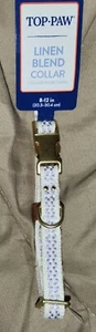 NWT Top Paw Linen Blend Collar w/Metal Buckle - Ivory w/Lilac  Color Sz XS 8-12" - Picture 1 of 1