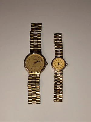 Auténticos relojes de pulsera Longines Conquest His and Hers a juego tono dorado Foto 1 de 4