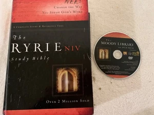 The Ryrie NIV Study Bible Hardcover & CD Moody 1994 Heavily Read - Picture 1 of 19