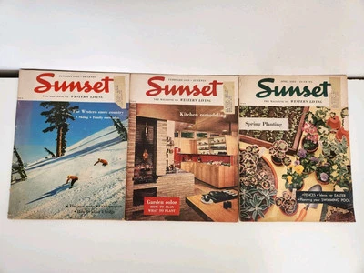 Sunset Magazine Vtg 1955 Bulk Job Lot MCM Home Patio Kitchen Garden Color Ads - Image 1 of 4