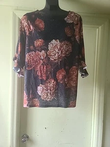 BLUSA TOP TIME AND TRUE 0 TALLA XL MUJERaN'S Negra con Rojo - Imagen 1 de 5