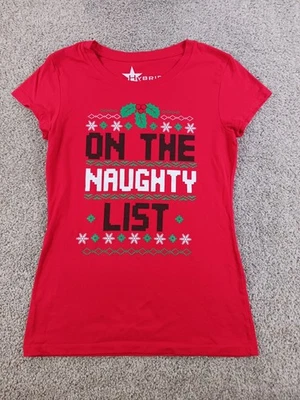 Hybrid Apparel Medium Womens Short Sleeve Shirt On The Naughty List Red - Image 1 of 4