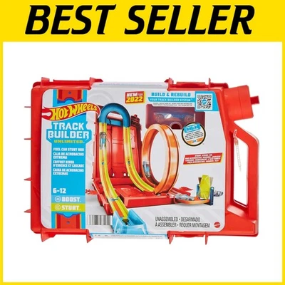 Track Builder Unlimited Toy Car Set with Stunt Box - 14 Parts & Vehicle Included - Image 1 of 4