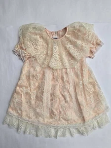 Abito bambina vintage Jessic McClintock raso pizzo floreale taglia-3T - Foto 1 di 8