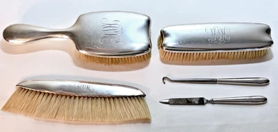 古董 Gorham 纯银 5 件 单框刷梳理套装 HH — 第 1/4 张图片