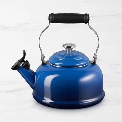 Le Creuset Q3101-59 Enamel On Steel Whistling Tea Kettle 1.7 qt. Marseille Blue - Image 1 of 3