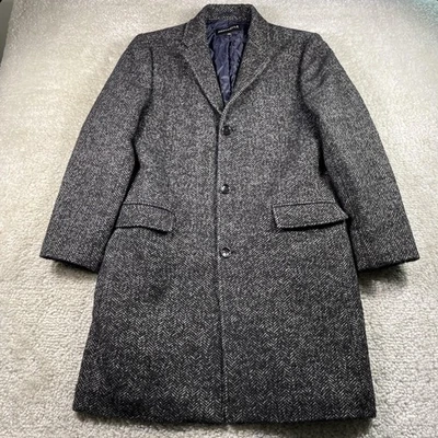 Abrigo J Crew Mercantile para Hombres 42 Gris Espiga Mezcla de Lana Abrigo Forrado con Edredón Foto 1 de 4