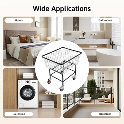 Cesta de lavandería de alambre de acero con ruedas carro de lavandería comercial cesta de lavandería carro Foto 1 de 4