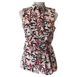 Akris Punto Wrap Top Blouse Sleeveless Button Down Womens Size 6 White - Picture 1 of 12