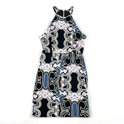 Shona Joy Interior Motif Bodycon Dress Size 8 Abstract Print Halter Neck - image 1 of 4