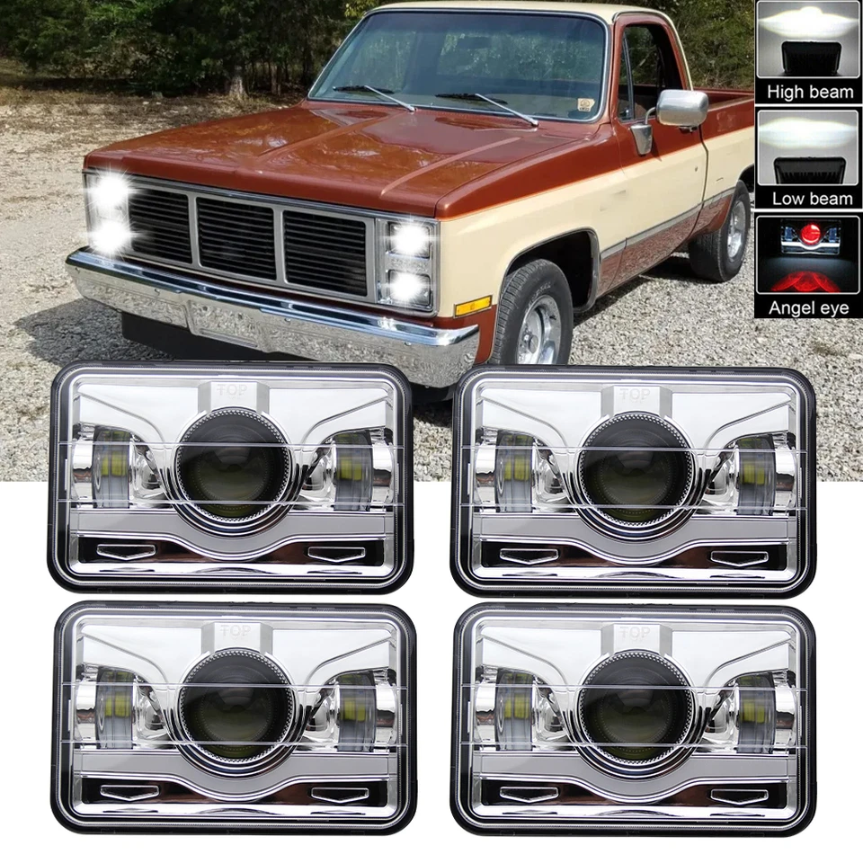 For GMC C1500 2500 3500 1982-1986 Truck 4PCS 4x6" LED Headlights Hi/Lo Beam DRL - Image 1 of 4