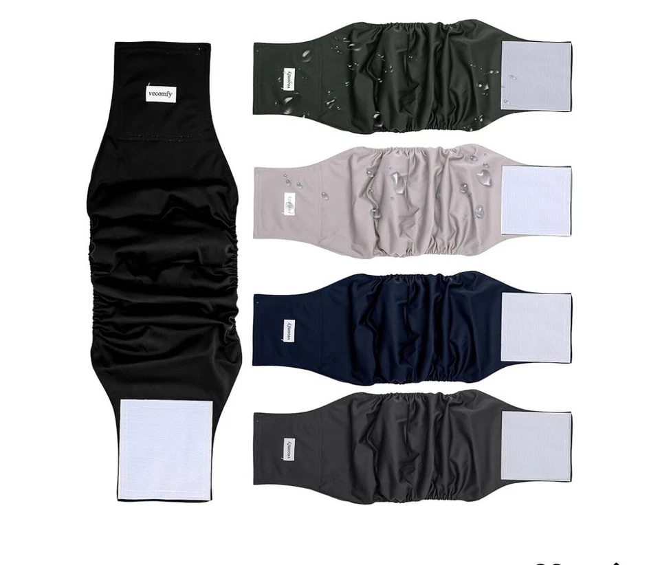 1 paquete de 5 pañales reutilizables para perros lavables bandas para el vientre masculino para perros tamaño pequeño Foto 1 de 1