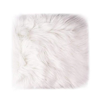 12’’ Small Faux Fur Sheepskin Cushion Soft Plush Area Rug, White Photo  - Image 1 of 4