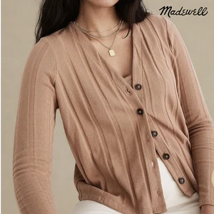 Madewell Ribbed Sweater-Knit Cardigan Faded Earth Tan Sz. Small - Picture 1 of 7