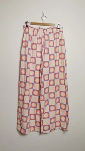 Kinga Csilla Linen Blend High Rise Elastic Waist Wide Leg Pants  Size  14 VGC - Picture 1 of 9