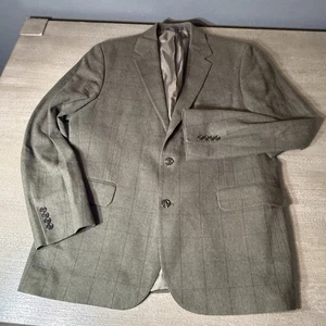 Lands End Dark Green Check Blazer Coat Jacket Size 43R - Picture 1 of 13