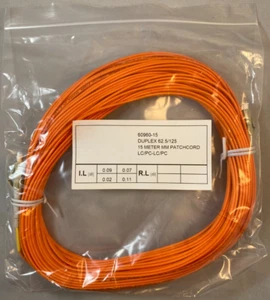 Patch Cord 15M LC LC Duplex 62.5/125 Multimode Orange Colored Fiber Optical - Picture 1 of 5