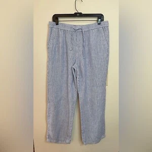 Talbots Women’s 100 % Linen Relaxed Wide Leg Elastic Waistband Pockets Sz 10P - Picture 1 of 16