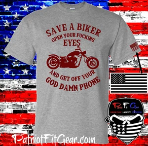 t-shirt,Save A Biker,Open Your F*cking Eyes,Motorcycle,Bikers Lives Matter,Biker - Picture 1 of 29