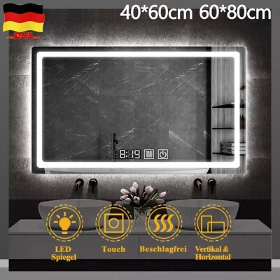 LED Badspiegel Badezimmer Spiegel Wandspiegel mit Beleuchtung Touch 60/80cm - Bild 1 von 4