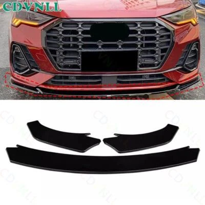 Kit de carrocería alerón labial parachoques delantero negro brillante para Audi Q3 Quattro 2019-24 tira Foto 1 de 4