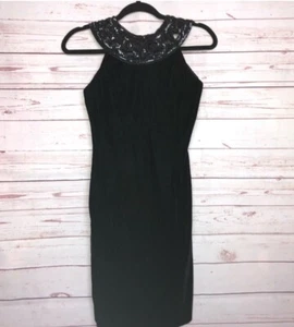 Jessica McClintock Black Velvet Cocktail Dress Size 2 - Picture 1 of 8