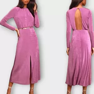 Lulus Womens Dress Sz Medium Magenta Backless Midi Formal Barbiecore Retroglam - Picture 1 of 16