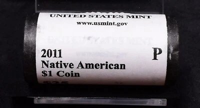 2011-P Native American Sacagawea Dollars, US Mint Roll, $25 Face - Image 1 of 3