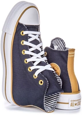 Converse Women Chuck Taylor All Star Lift Platform Navy/Gold A08860C US 7 EU37.5 - Image 1 of 4