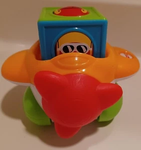 Fisher Price Roller Block Airplane Orange with Moving Red Propeller - Picture 1 of 5