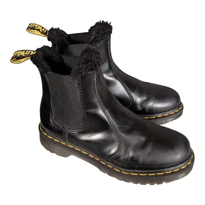 Dr. Martens Boots 7 Womens Black Leonore 2976 Leather Chelsea Block Round Toe - Image 1 of 4