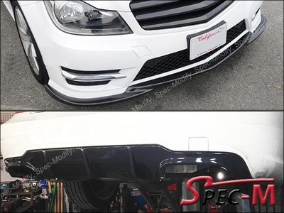 AMG Carbon Fiber Front Bumper Lip + Diffuser For W204 C250 C300 C350 2012+ - Image 1 of 4