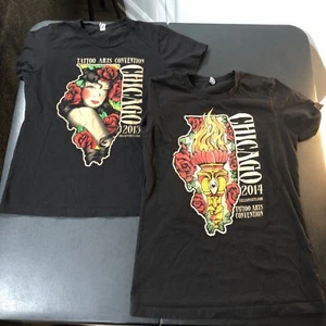 Tattoo Arts Convention Villainarts Chicago 2013 2014 Womens Large Tshirt Rare - Picture 1 of 7