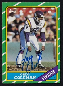 Greg Coleman Signed 1986 Topps Football Card #302 Vikings - Picture 1 of 2