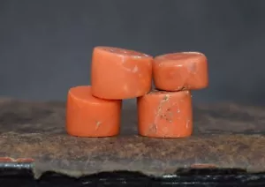 ANTIQUE UNDYED BEAD CORAL Vintage Mediterranean NATURAL Tibet momo Japan salmon - Picture 1 of 22