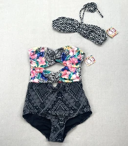 Traje de baño Ocean Pacific para mujer mediano Aloha de una pieza bandeau vacaciones surfista - Imagen 1 de 13