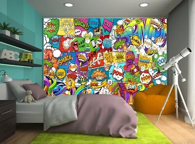 Comics Graffiti Wall Mural Photo Wallpaper Paper Poster Teenager Boys Decor Art - Image 1 of 4