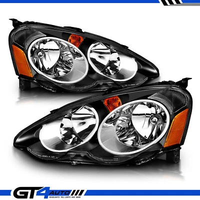 Fit 2002 2003 2004 Acura RSX Black OE Style Replacement Headlight Head Lamp Pair - Image 1 of 4