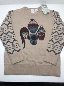 Marvel Sweater Boys M Christmas Holiday Spider-Man Hulk Black Panther - New - Picture 1 of 6