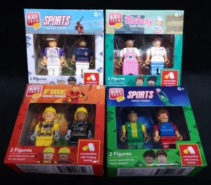 Block Tech Figures New Sealed Lot of 4 Set Box Packs Mini Figurines Sports/Fire - Picture 1 of 9