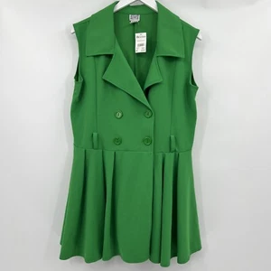 Vamp Deadstock Y2K 90s Vintage Green Sleeveless Mini Skater Dress Size XL NWT - Picture 1 of 8