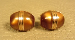 Vintage Brown Lucite Stranded Yellow Gold Plated Cuff Links  - Picture 1 of 2