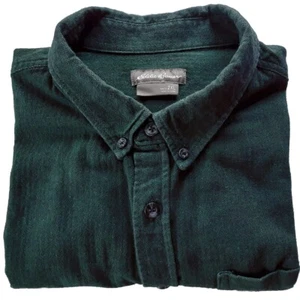 Eddie Bauer Green Herringbone Heavy Cotton SZ 2XL Button Down Long Sleeve Shirt - Picture 1 of 5