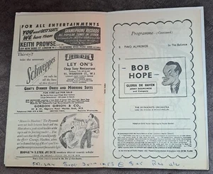1953 Bob Hope Gloria De Haven London Palladium Programme Theatre Variety - Picture 1 of 6