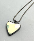 Vintage 925 Sterling Glass Mosaic Heart Pendant Necklace
