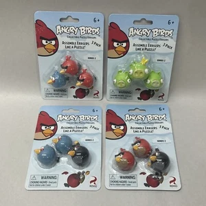 Angry Birds Collectible Assemble Puzzle Erasers 3 pack EACH Blister 4 New Sets! - Picture 1 of 5